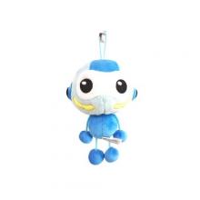 kid of Blue short fluff robot stuffed plush toys with customized printing logo 