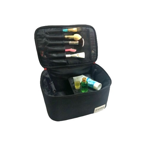 Versatile makeup case with multiple compartments and brush set pouches for convenient organization and easy carrying