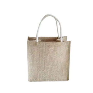 Small and stylish linen handbag for women with comfortable cotton handles